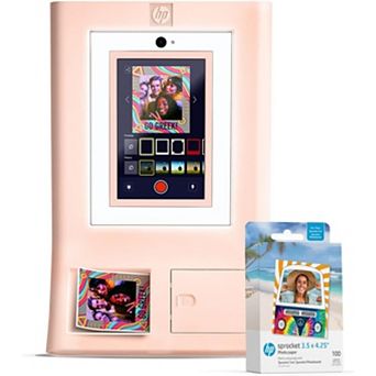 HP Sprocket Photo Booth + 110 3x4 Zink Paper Sheets, Digital Instant Color Photo Printer