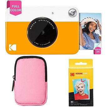 Kodak Printomatic Bundle w/ Pink Case & 20 Zink Photo Papers - Yellow