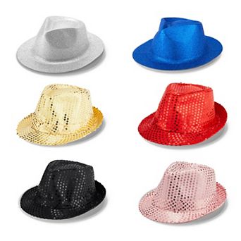 Zink Fedora Bundle - 6 Sparkly Party Hats for Photos, Props, Birthday, Costumes, Weddings and More
