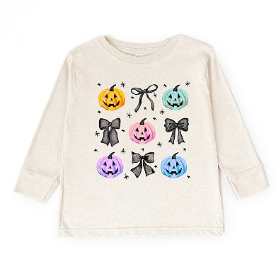 Coquette Colorful Pumpkin Chart - Toddler Long Sleeve Tee