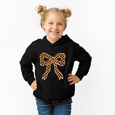 Coquette Orange Checker Bow - Toddler Hoodie