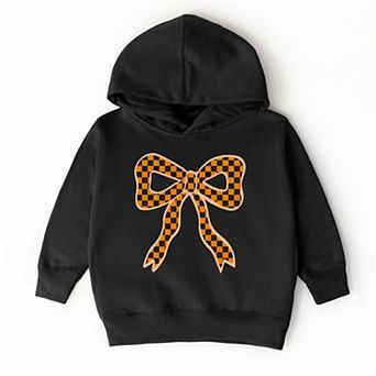 Coquette Orange Checker Bow - Toddler Hoodie