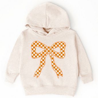 Coquette Orange Checker Bow - Toddler Hoodie