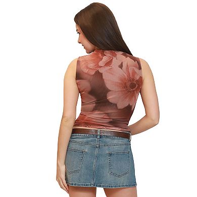 Juniors' madden girl Funnel Neck Asymmetrical Ruched Top