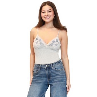 Juniors' madden girl Embroidered Lace Trim Camisole