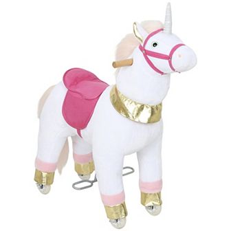 Qaba Ride on Unicorn Toy, Plush Baby Rocking Horse for Kids 3-5 Years