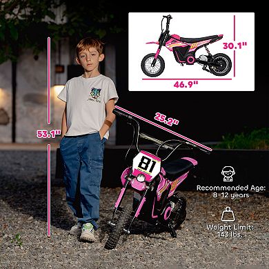 Qaba 24V Kids Motorcycle, Electric Dirt Bike with Rear Suspension