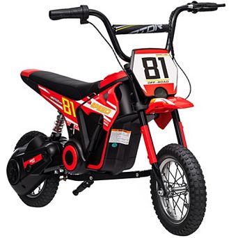 Qaba 24V Kids Motorcycle, Electric Dirt Bike with Rear Suspension