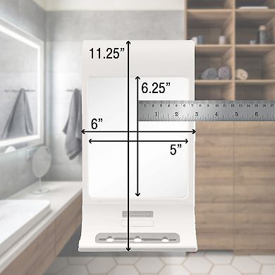 LED Lighted Fogless Shower Mirror with Suction Cup, Razor Holder and Stored Squeegee