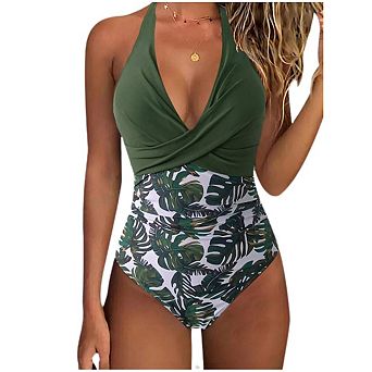 Women One Piece Swimsuit Cross Bandage Backless Swimwear Push Up Bathing Suits