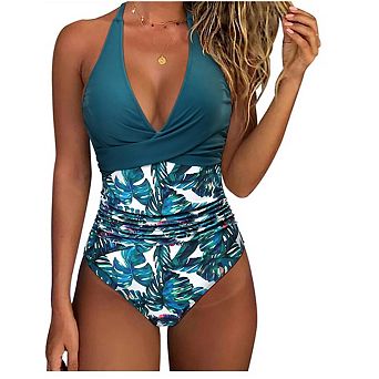 Women One Piece Swimsuit Cross Bandage Backless Swimwear Push Up Bathing Suits