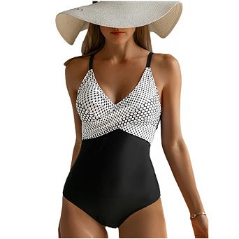 Women One Piece Swimsuit Cross Bandage Backless Swimwear Push Up Bathing Suits