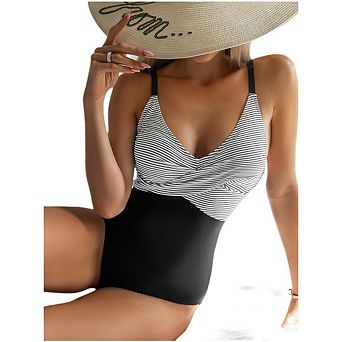 Women One Piece Swimsuit Cross Bandage Backless Swimwear Push Up Bathing Suits