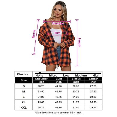 Women Plaid Shirts Buffalo Plaid Shirts Oversized Long Sleeve Casual Button Down Blouse Top