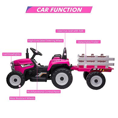 12V Kids Ride On Car Truck, 3-6 Years, with Remote Control, LED Headlights, Music Player&USB Port