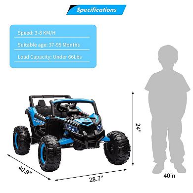 24V Kids Ride-On UTV Car, Battery-Powered Electric Vehicle with Remote Control, Spring Suspension