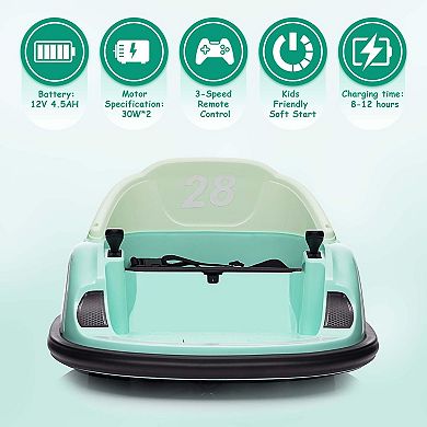 12V Kids Ride On Bumper Car Electric Vehicle for Toddlers Ride on Toy Bumping Car, Battery Display