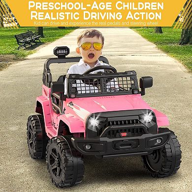 12V Kids Ride On Car, Electric Off-Road Vehicles with Forward and Reverse Functions, 4 Wheel
