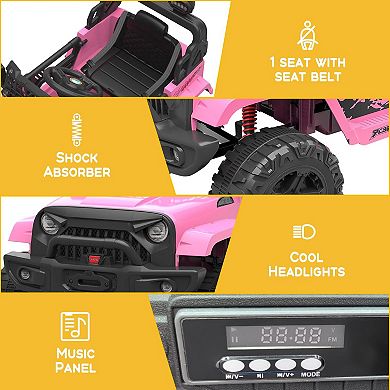 12V Kids Ride On Car, Electric Off-Road Vehicles with Forward and Reverse Functions, 4 Wheel