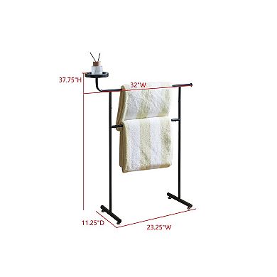 Kings Brand Furniture Valet Clothes Stand with Storage Tray, Towel Rack, Blanket Drying Holder
