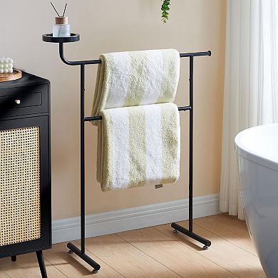 Kings Brand Furniture Valet Clothes Stand with Storage Tray, Towel Rack, Blanket Drying Holder