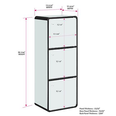 Kings Brand Furniture Dothan Wood 3-Cubed Closed Bookcase - Storage Shelf Organizer Bookshelf