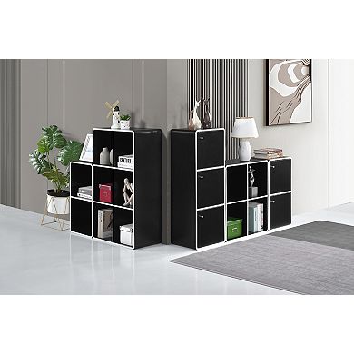 Kings Brand Furniture Dothan Wood 3-Cubed Closed Bookcase - Storage Shelf Organizer Bookshelf