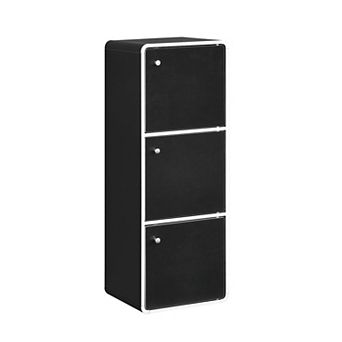 Kings Brand Furniture Dothan Wood 3-Cubed Closed Bookcase - Storage Shelf Organizer Bookshelf