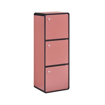 Kings Brand Furniture Dothan Wood 3-Cubed Closed Bookcase - Storage Shelf Organizer Bookshelf