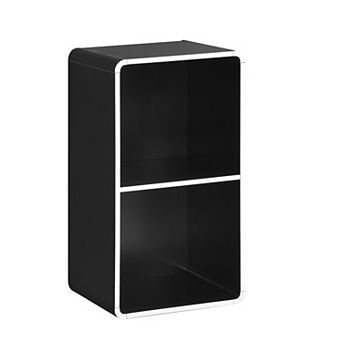 Kings Brand Furniture Dothan Wood 2-Cubed Open Bookcase - Storage Shelf Organizer Bookshelf