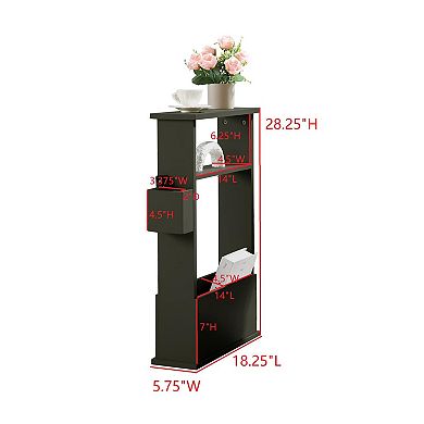 Kings Brand Furniture Zeke Narrow Side Table with Storage Shelf - Modern Sofa End Table