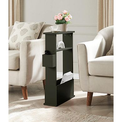 Kings Brand Furniture Zeke Narrow Side Table with Storage Shelf - Modern Sofa End Table