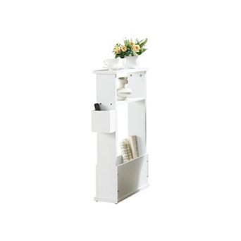 Kings Brand Furniture Zeke Narrow Side Table with Storage Shelf - Modern Sofa End Table