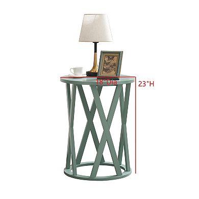 Kings Brand Furniture Emma Side End Table - Modern Round Farmhouse Accent Table - Side Table