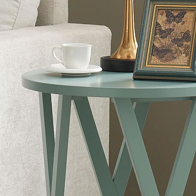 Kings Brand Furniture Emma Side End Table - Modern Round Farmhouse Accent Table - Side Table