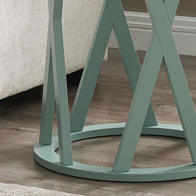 Kings Brand Furniture Emma Side End Table - Modern Round Farmhouse Accent Table - Side Table