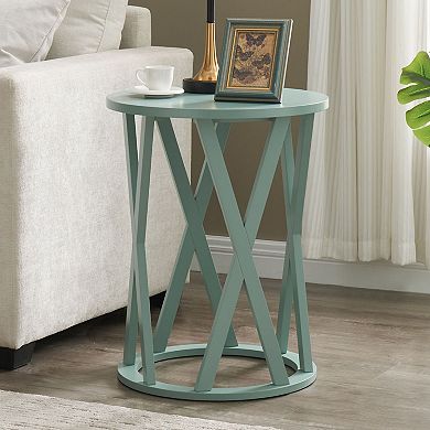 Kings Brand Furniture Emma Side End Table - Modern Round Farmhouse Accent Table - Side Table