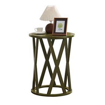 Kings Brand Furniture Emma Side End Table - Modern Round Farmhouse Accent Table - Side Table