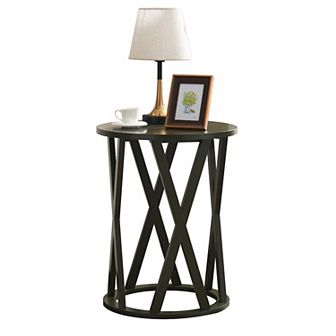 Kings Brand Furniture Emma Side End Table - Modern Round Farmhouse Accent Table - Side Table