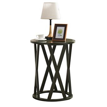 Kings Brand Furniture Emma Side End Table - Modern Round Farmhouse Accent Table - Side Table