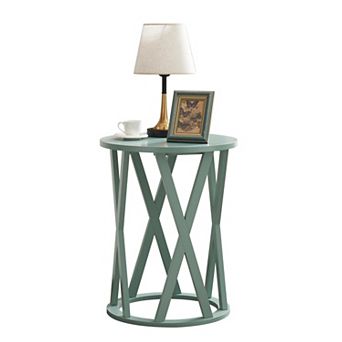 Kings Brand Furniture Emma Side End Table - Modern Round Farmhouse Accent Table - Side Table