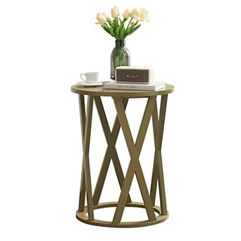 Kings Brand Furniture Emma Side End Table - Modern Round Farmhouse Accent Table - Side Table