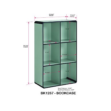 Kings Brand Furniture Dothan Wood 6-Cubed Open Bookcase - Storage Shelf Organizer Bookshelf