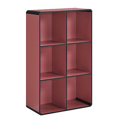 Kings Brand Furniture Dothan Wood 6-Cubed Open Bookcase - Storage Shelf Organizer Bookshelf