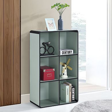 Kings Brand Furniture Dothan Wood 6-Cubed Open Bookcase - Storage Shelf Organizer Bookshelf