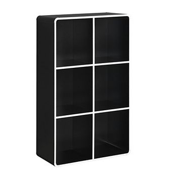 Kings Brand Furniture Dothan Wood 6-Cubed Open Bookcase - Storage Shelf Organizer Bookshelf
