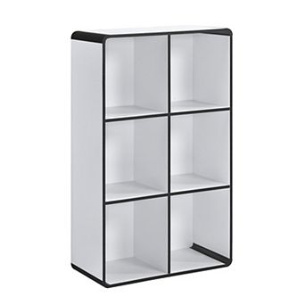 Kings Brand Furniture Dothan Wood 6-Cubed Open Bookcase - Storage Shelf Organizer Bookshelf