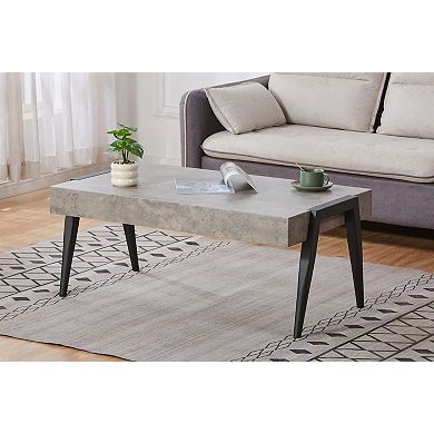 Kings Brand Furniture Camden Marble-Style Wood Coffee Table with Metal Legs, Center Table