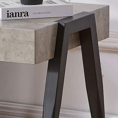 Kings Brand Furniture Camden Marble-Style Wood Side End Table, Nightstand, Sofa Table
