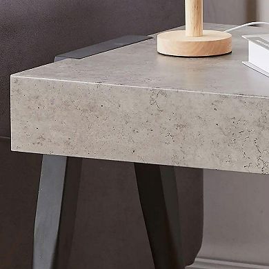 Kings Brand Furniture Camden Marble-Style Wood Side End Table, Nightstand, Sofa Table